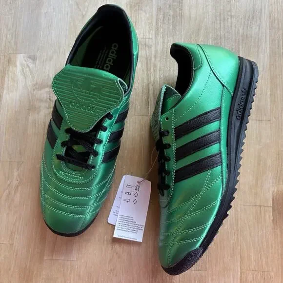 Adidas Green Black Leather metallic Soccer Sneakers Women’s 10 Retro Shoes NWOB - Picture 10 of 10